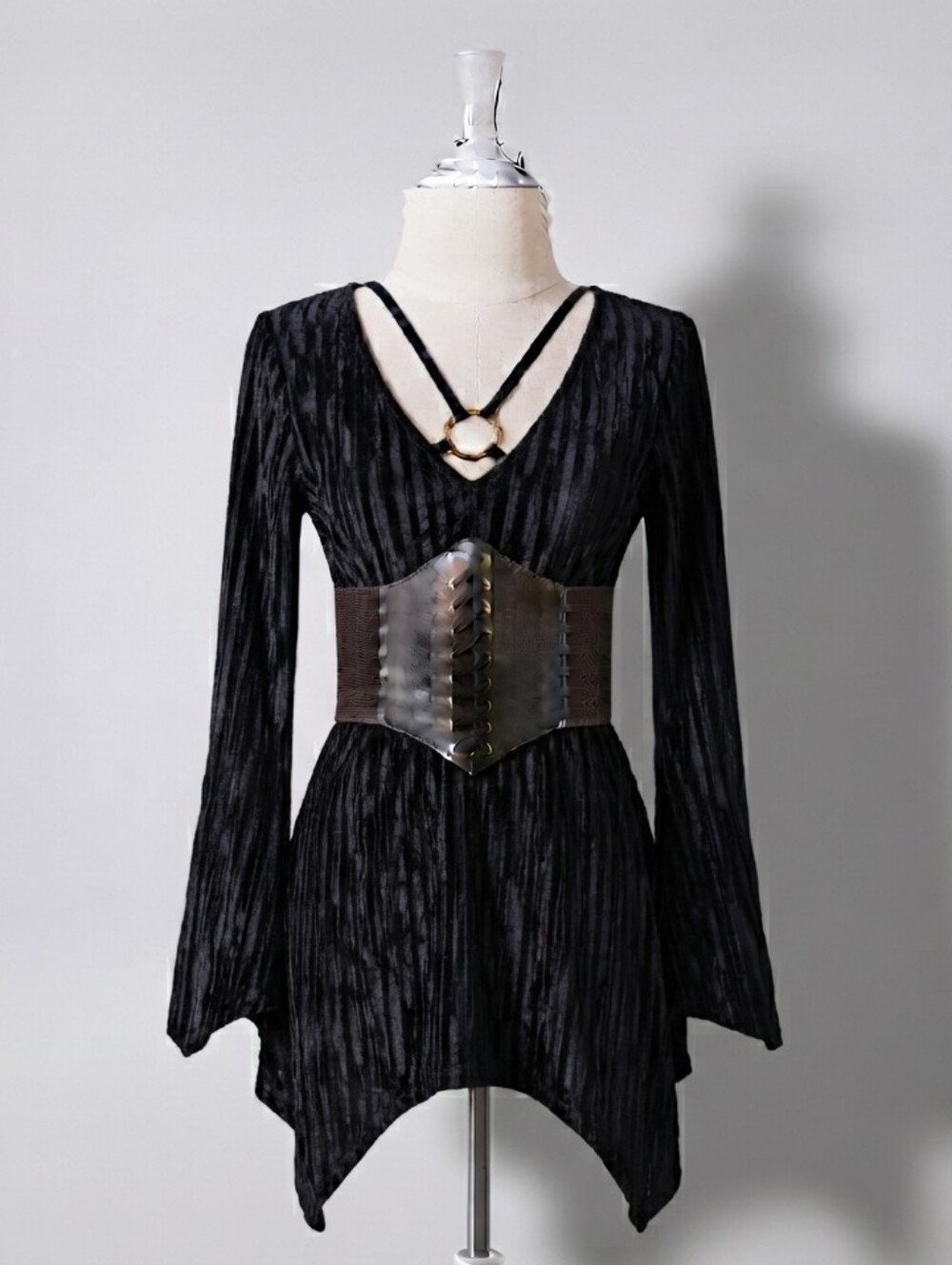 REDS made in Italy pinstripe mesh gothic black euro minidress